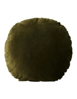 Discount 🔔 Aura Home Luxury Velvet 55cm Round Cushion in Khaki 😀