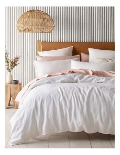 Buy 👏 Australian House & Garden Sandy Cape Washed Belgian Linen Quilt Cover Set White ✔️