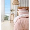 Discount ✔️ Australian House & Garden Sandy Cape Washed Belgian Linen Quilt Cover Set Pink 👍