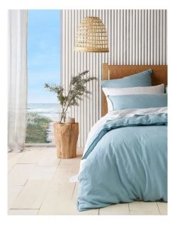 Discount ⭐ Australian House & Garden Sandy Cape Washed Belgian Linen Quilt Cover Set Seafoam ❤️