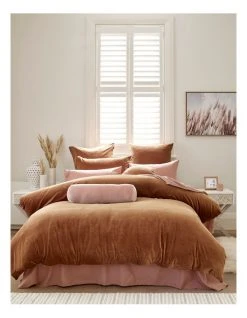 Cheapest ❤️ Aura Home Luxury Velvet Bedlinen Collection in Tobacco ⭐ -Cozy Bed Store 650184760 804565630 6 720x928