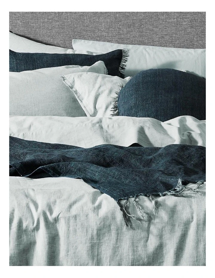 Cheap 😍 Aura Home Chambray Fringe Bedlinen Collection in Mineral ⌛ 2 Cheap 😍 Aura Home Chambray Fringe Bedlinen Collection in Mineral ⌛ - Image 2