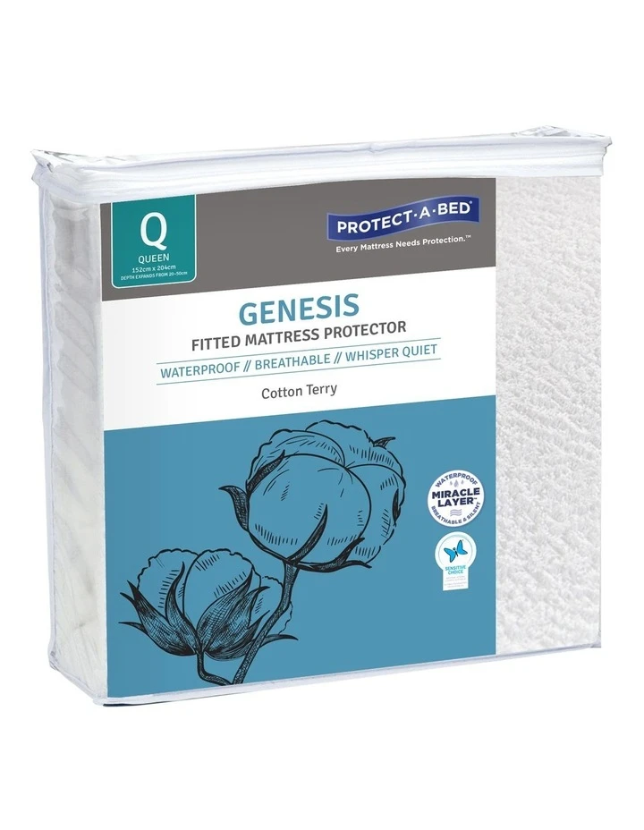 Outlet ⌛ Protect-A-Bed Genesis Cotton Terry Waterproof Fitted Mattress Protector ❤️ 1 Outlet ⌛ Protect-A-Bed Genesis Cotton Terry Waterproof Fitted Mattress Protector ❤️