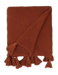 Discount ✔️ Vue Melaky Tassel Throw Burnt Orange ⭐
