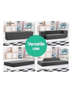 Buy ✔️ Giselle Bedding Portable Sofa Bed Folding Mattress Lounger Chair Ottoman Grey ✔️ -Cozy Bed Store 756250750 5 720x928