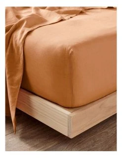 Promo 👍 Linen House Nimes Fitted Sheet Terracotta ❤️