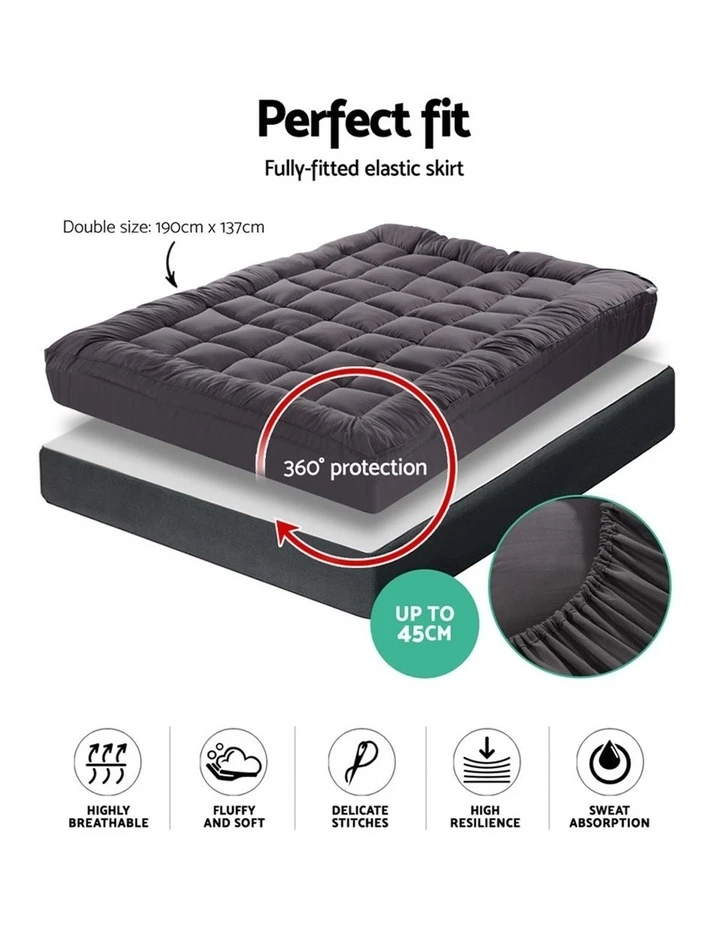 Best Pirce 🥰 Giselle Bedding Bamboo Charcoal Pillowtop Mattress Topper Protector Cover Double ✨ 2 Best Pirce 🥰 Giselle Bedding Bamboo Charcoal Pillowtop Mattress Topper Protector Cover Double ✨ - Image 2