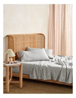 Best Sale ⌛ Linen House Nara Bamboo Cotton 400TC Sheet Set Silver ✔️