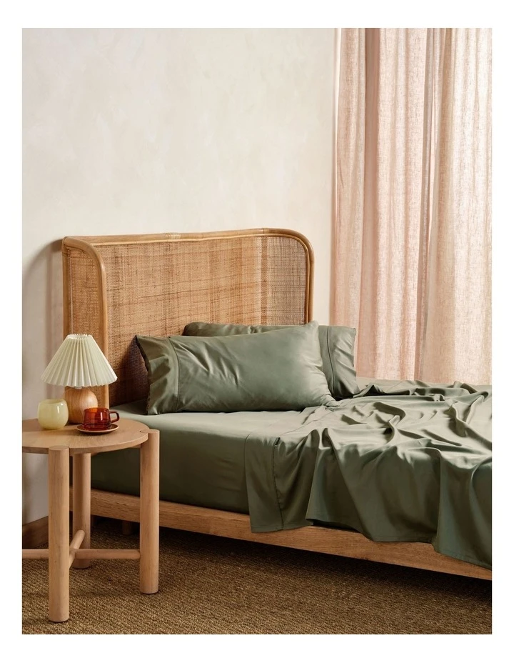 Cheapest ✔️ Linen House Nara Bamboo Cotton 400TC Sheet Set Moss 😀 1 Cheapest ✔️ Linen House Nara Bamboo Cotton 400TC Sheet Set Moss 😀