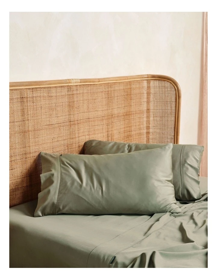 Cheapest ✔️ Linen House Nara Bamboo Cotton 400TC Sheet Set Moss 😀 2 Cheapest ✔️ Linen House Nara Bamboo Cotton 400TC Sheet Set Moss 😀 - Image 2