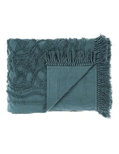 Outlet 🛒 Linen House Somers Throw in Petrol Grey 🔔