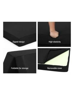 Outlet 🥰 Giselle Bedding Folding Foam Mattress Portable Single Sofa Bed Mat Air Mesh Fabric Black 😉 -Cozy Bed Store 780376330 6 720x928