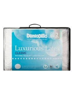 Promo ✨ Dunlopillo Luxurious Classic Medium Profile & Feel Latex Pillow in White - 2 Pack 💯