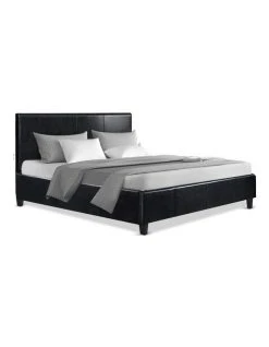 Best Pirce ❤️ Artiss Double Size PU Leather Bed Frame Headboard - Black 🌟