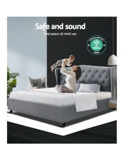 Deals ✨ Artiss Queen Size Wooden Upholstered Bed Frame Headborad - Grey ✨ -Cozy Bed Store 795723940 6 720x928