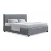 Best Sale 👍 Artiss Queen Size Bed Frame Gas Lift Linen Fabric Wooden Storage Steel Grey ⌛
