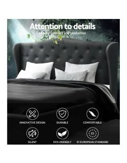 Coupon 🤩 Artiss Queen Size Bed Frame Base Mattress Platform Fabric Wooden Charcoal PIER ✔️ -Cozy Bed Store 795725470 3 720x928