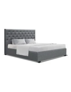 Brand new 🛒 Artiss Queen Size Gas Lift Bed Frame Base With Storage Mattress Grey Fabric VILA 🎉