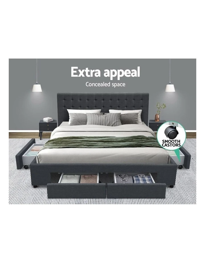 Flash Sale ๐คฉ Artiss King Size Fabric Bed Frame Headboard with Drawers - Charcoal ๐ 3 Flash Sale ๐คฉ Artiss King Size Fabric Bed Frame Headboard with Drawers - Charcoal ๐ - Image 3