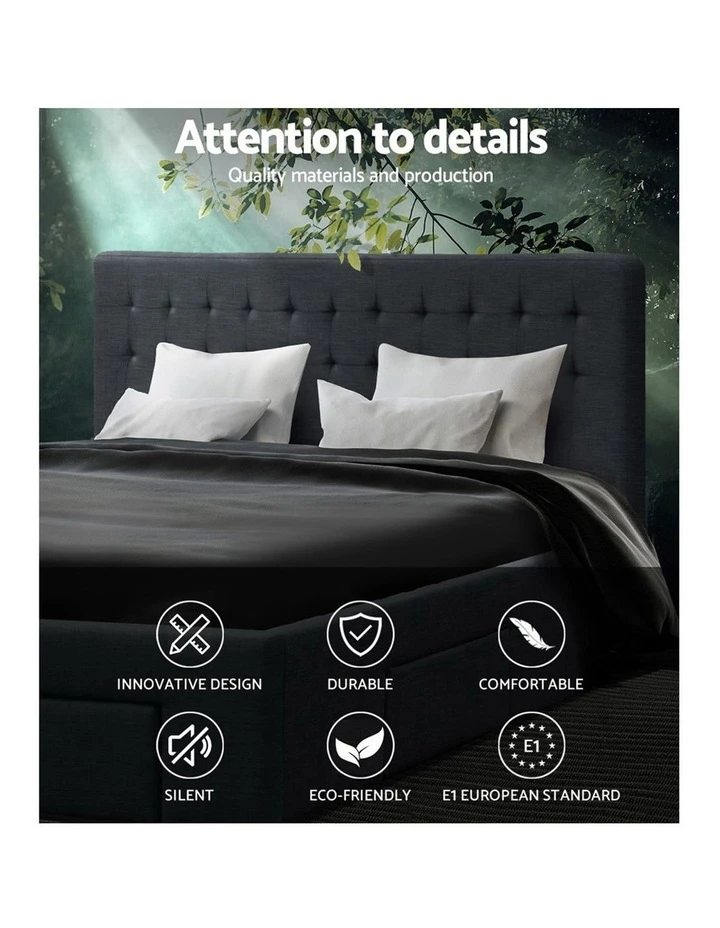 Flash Sale ๐คฉ Artiss King Size Fabric Bed Frame Headboard with Drawers - Charcoal ๐ 4 Flash Sale ๐คฉ Artiss King Size Fabric Bed Frame Headboard with Drawers - Charcoal ๐ - Image 4