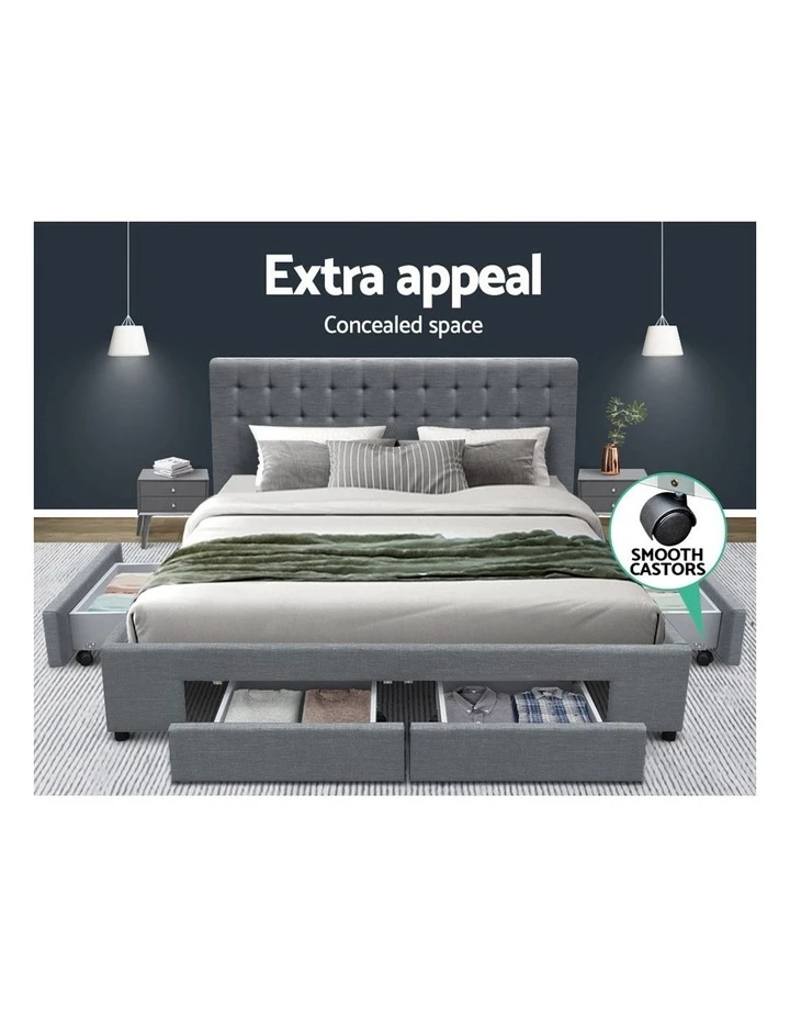 Cheap โจ Artiss King Bed Frame with 4 Storage Drawers AVIO Fabric Headboard Wooden ๐ 3 Cheap โจ Artiss King Bed Frame with 4 Storage Drawers AVIO Fabric Headboard Wooden ๐ - Image 3