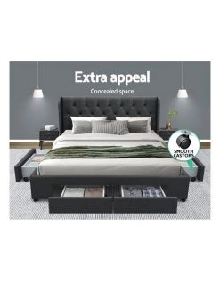 Discount ✔️ Artiss Queen Size Bed Frame Base Mattress With Storage Drawer Charcoal Fabric MILA ✨ -Cozy Bed Store 795733030 3 720x928