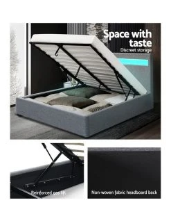 Brand new 🎉 Artiss LED Bed Frame Queen Size Gas Lift Base With Storage Grey Fabric COLE 🎁 -Cozy Bed Store 795844450 6 720x928