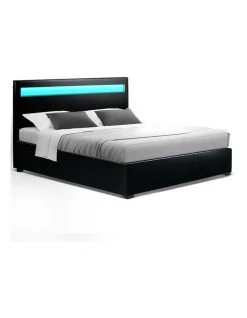 Best deal ๐คฉ Artiss LED Bed Frame Double Full Size Gas Lift Base With Storage Black Leather โญ