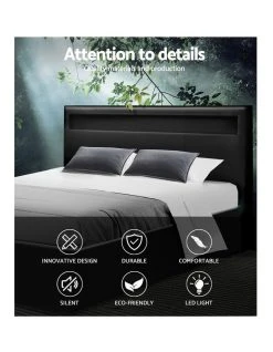 Top 10 🎉 Artiss LED Bed Frame Queen Size Gas Lift Base With Storage Black Leather ✨ -Cozy Bed Store 795844900 3 720x928