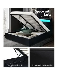 Top 10 🎉 Artiss LED Bed Frame Queen Size Gas Lift Base With Storage Black Leather ✨ -Cozy Bed Store 795844900 6 720x928
