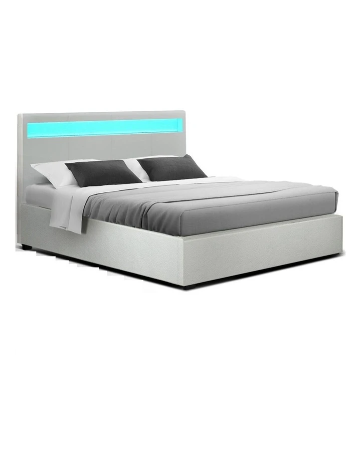 Coupon 😉 Artiss LED Bed Frame Double Full Size Gas Lift Base With Storage White Leather 🛒 1 Coupon 😉 Artiss LED Bed Frame Double Full Size Gas Lift Base With Storage White Leather 🛒