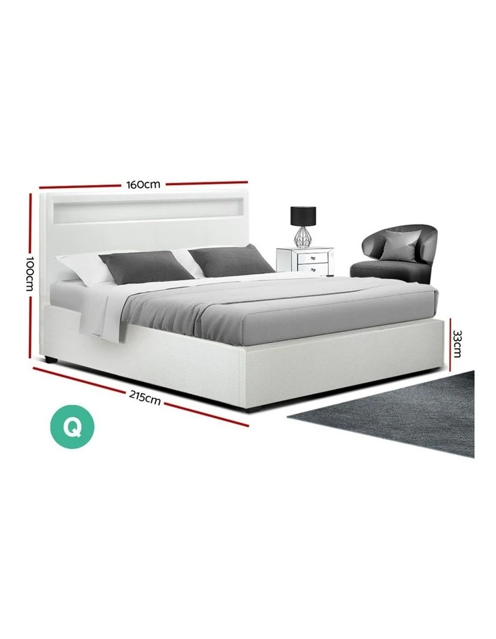 Cheap π₯ Artiss LED Bed Frame Queen Size Gas Lift Base With Storage White Leather π 2 Cheap π₯ Artiss LED Bed Frame Queen Size Gas Lift Base With Storage White Leather π - Image 2