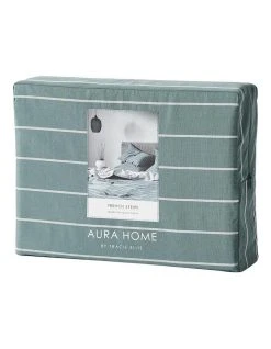 Discount ✨ Aura Home French Stripe Bedlinen Collection in Atlantic ❤️ -Cozy Bed Store 804513250 840300040 4 720x928