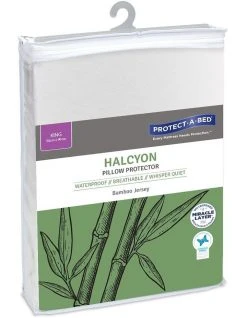 Best Sale 🔔 Protect-A-Bed Halycon Bamboo Jersey Waterproof Fitted King Pillow Protector White 😀