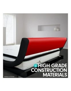Deals 🔔 Laura Hill King Size Pu Leather Bed Frame Wood Base Metal Beam Italian Design - Red ⌛ -Cozy Bed Store 816580630 5 720x928
