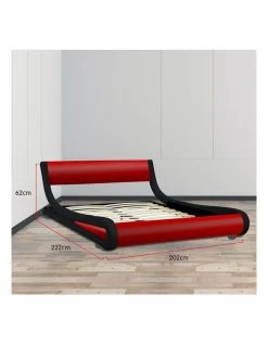 Deals 🔔 Laura Hill King Size Pu Leather Bed Frame Wood Base Metal Beam Italian Design - Red ⌛ -Cozy Bed Store 816580630 7 720x928