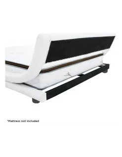 Coupon ⌛ Laura Hill King Size Pu Leather Bed Frame Wood Base Metal Beam Italian Design - White 😀 -Cozy Bed Store 816580720 3 720x928