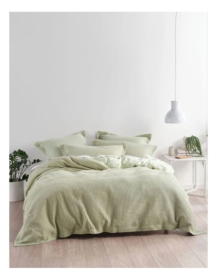 Cheapest ✔️ Linen House Deluxe Waffle Quilt Cover Set Green 🌟 1 Cheapest ✔️ Linen House Deluxe Waffle Quilt Cover Set Green 🌟