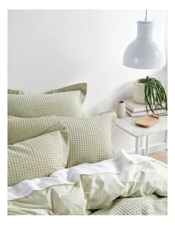 Cheapest ✔️ Linen House Deluxe Waffle Quilt Cover Set Green 🌟 2 Cheapest ✔️ Linen House Deluxe Waffle Quilt Cover Set Green 🌟 - Image 2