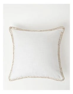 Outlet 🌟 Australian House & Garden Brighton Jute Blanket Stitch Cotton Cushion White 💯