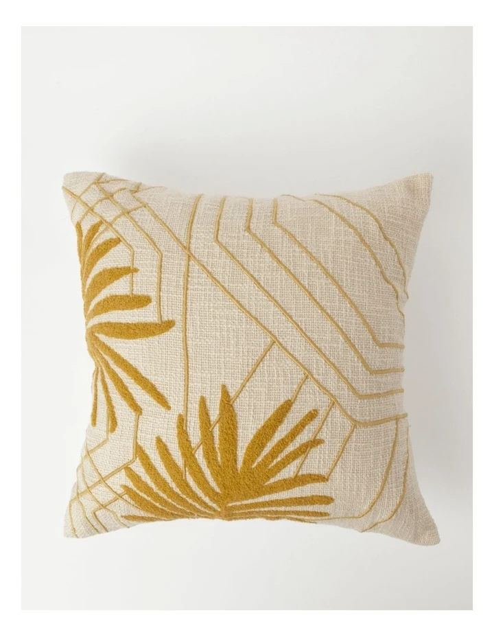 Outlet 🧨 Vue Maricopa Palm Leaf Embroidered Cushion in Ochre ✨ 1 Outlet 🧨 Vue Maricopa Palm Leaf Embroidered Cushion in Ochre ✨