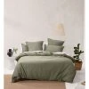 Hot Sale ❤️ Linen House Nara 400TC Bamboo Cotton Quilt Cover Set Moss ⭐