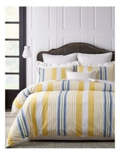 Buy ⌛ Heritage Silvie Cotton Yarn Dye Stripe Quilt Cover Set Yellow 🌟