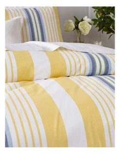 Buy ⌛ Heritage Silvie Cotton Yarn Dye Stripe Quilt Cover Set Yellow 🌟 -Cozy Bed Store 836273800 3 720x928