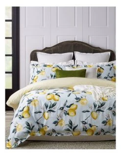 Cheapest 🧨 Heritage Citron Cotton Sateen Quilt Cover Set Sky Blue 🔔