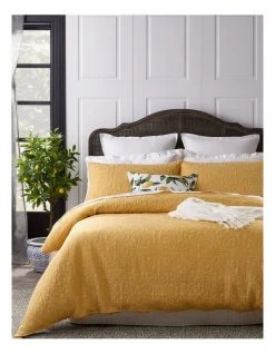 Coupon 👍 Heritage Marcelle Quilted Quilt Cover Set Yellow ⭐