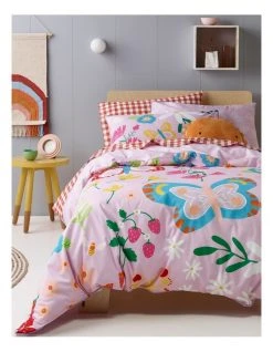 Best Sale ❤️ Milkshake Backyard Butterflies Cotton Quilt Cover Set Multicolour ✔️