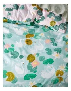 New 💯 Linen House Kids Swanning Around Quilt Cover Set Teal 👏 -Cozy Bed Store 840453850 3 720x928