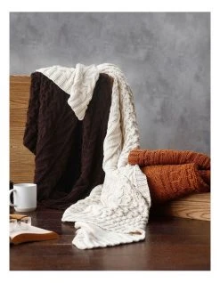 Best Pirce 🔥 M.M Linen Cable Knit Throw in Coffee 🌟 -Cozy Bed Store 841634560 5 720x928