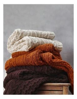 Promo 💯 M.M Linen Cable Knit Throw in Spice ❤️ -Cozy Bed Store 841634740 3 720x928